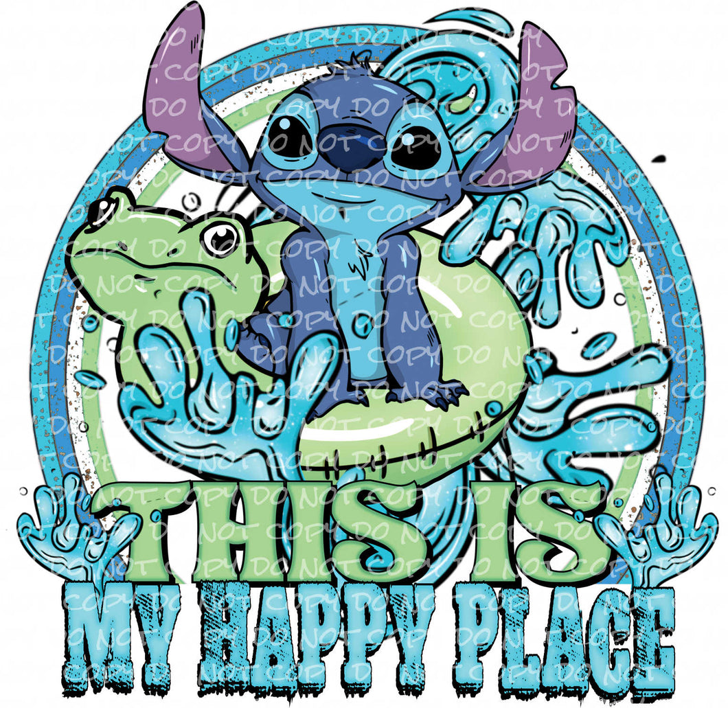 Happy Place Blue Animal | DTF Ready to Press or Sublimation Transfer