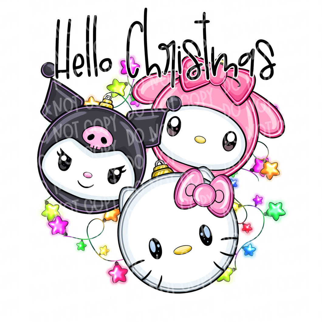 Hello Christmas Ornaments | DTF Ready to Press or Sublimation Transfer