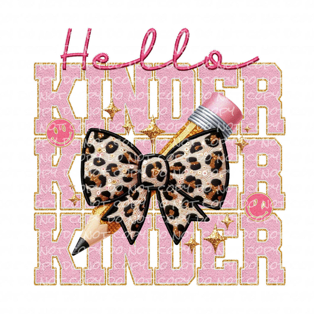 Hello Kinder Faux Patch | DTF Ready to Press or Sublimation Transfer