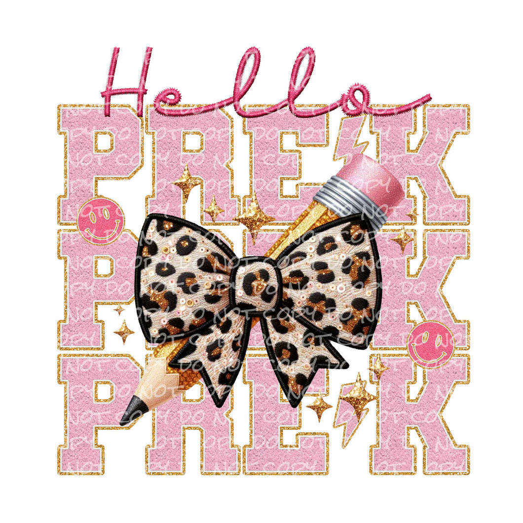 Hello Pre-K Faux Patch | DTF Ready to Press or Sublimation Transfer