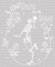 Load image into Gallery viewer, Halloween Here for the Boos Skeleton Drink Alcohol Roses Best Seller | DTF Ready to Press or Sublimation Transfer
