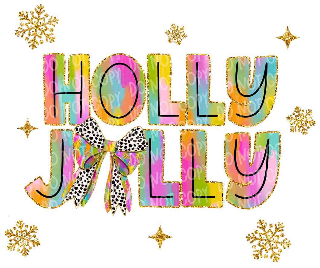 Holly Jolly Colorful | DTF Ready to Press or Sublimation Transfer