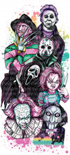 Load image into Gallery viewer, Halloween Scary Horror Squad with optional sleeve | DTF Ready to Press or Sublimation Transfer
