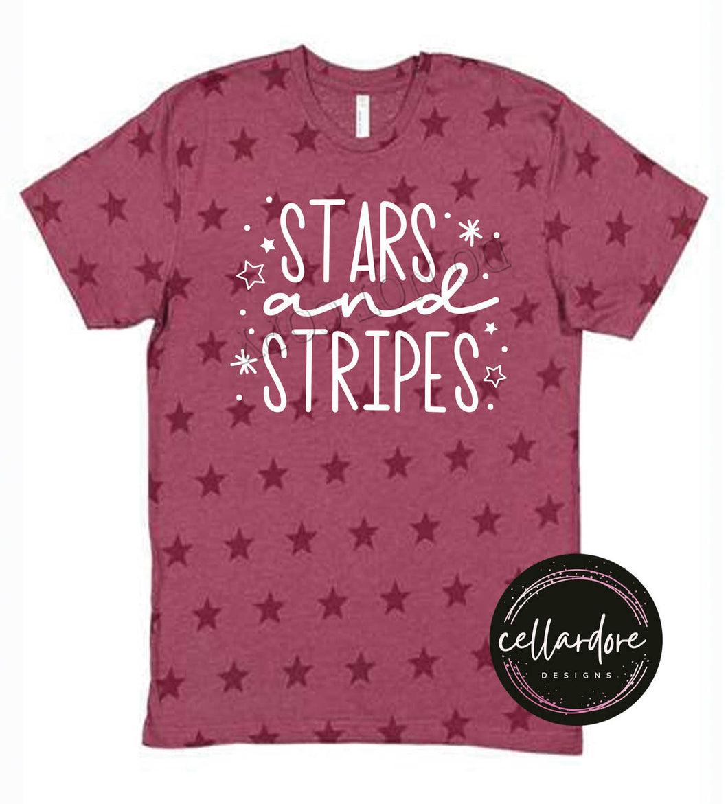 Stars & Stripes on Maroon Star Tee