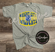 Load image into Gallery viewer, Wright City Wildcats Bubble Letters Paw Print
