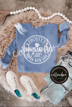 Load image into Gallery viewer, Frosty&#39;s Snowflake Cafe Sweatshirt - Completed Apparel Item
