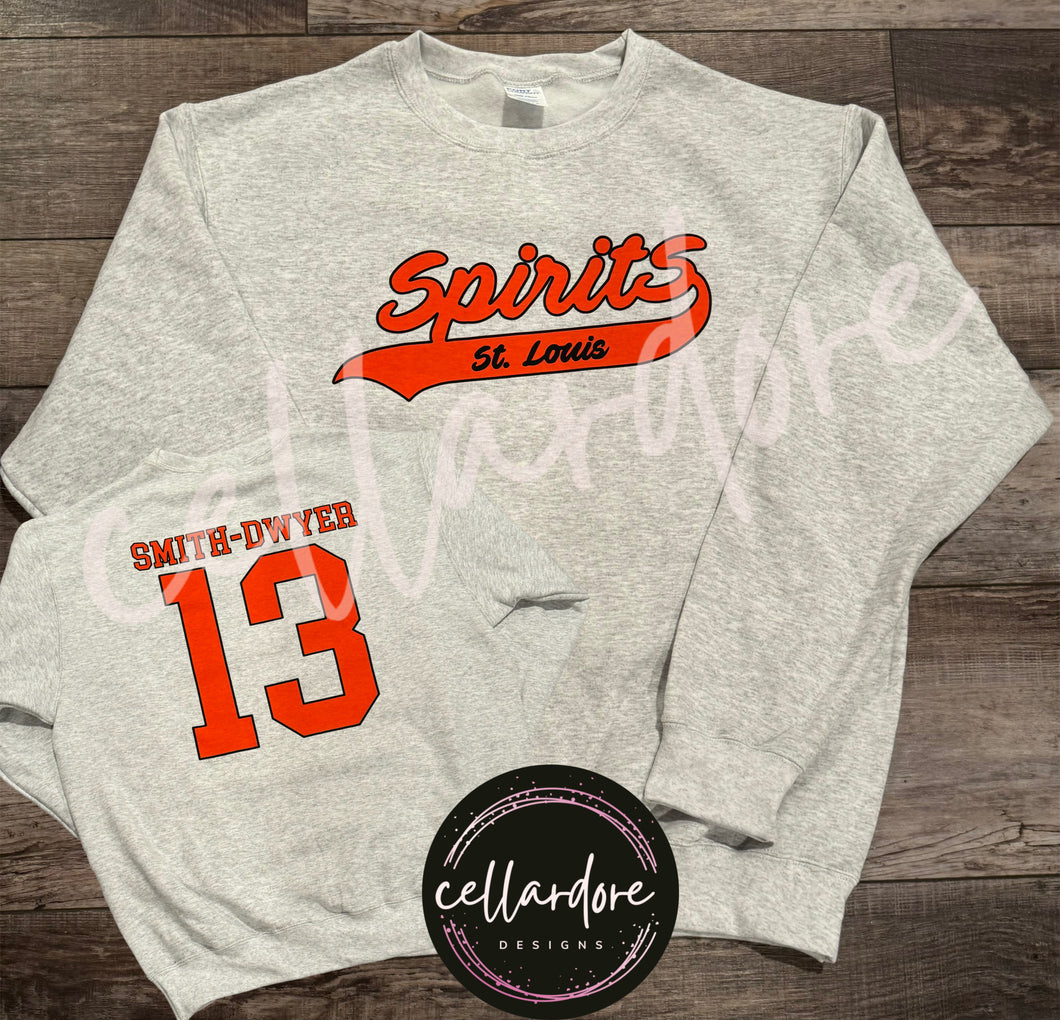 Spirits Baseball Front and Personalized Back  - Completed Apparel Item