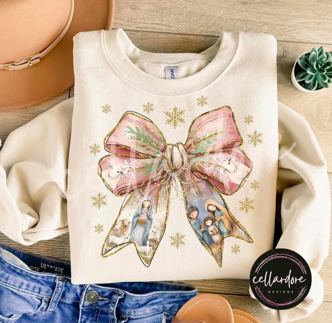 Christmas Bow Sweatshirt - Completed Apparel Item