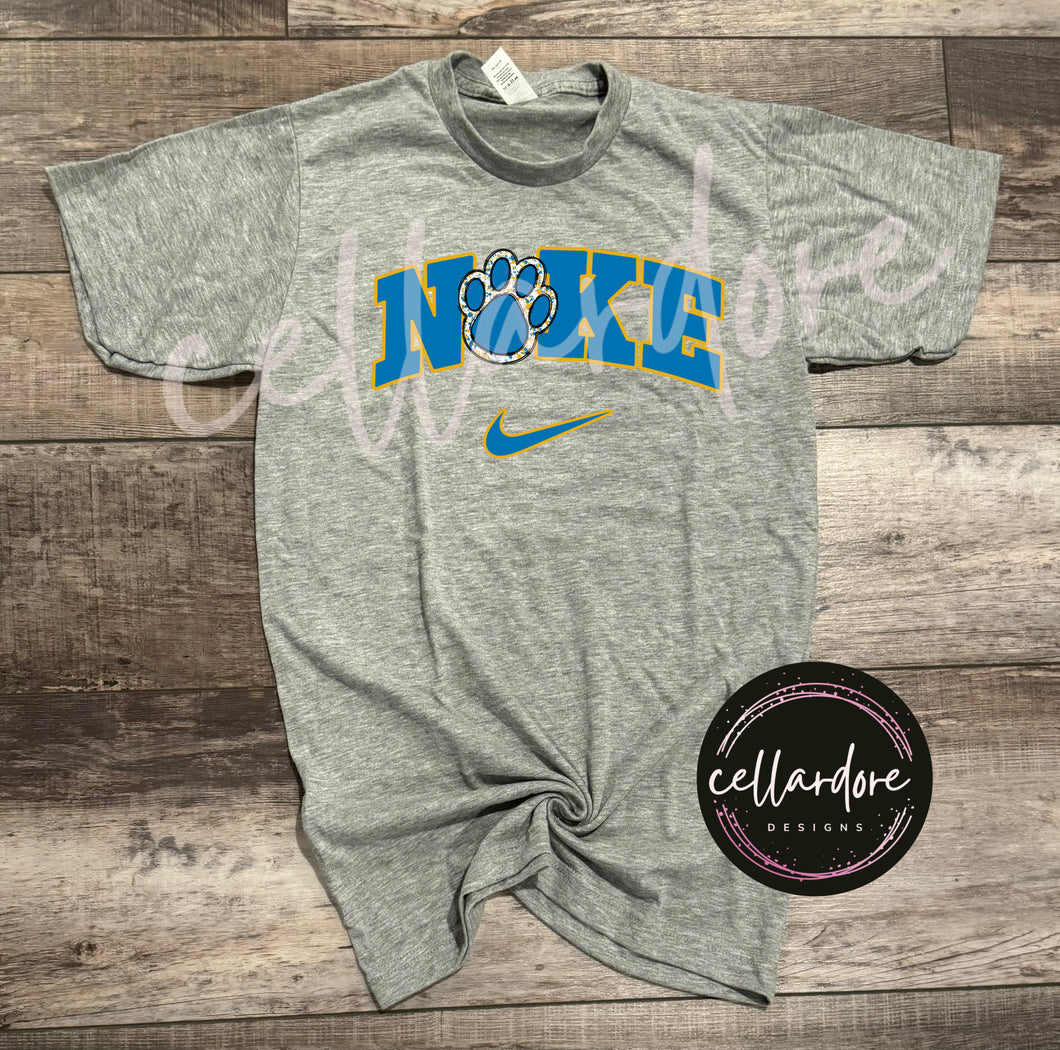 Blue/Yellow Paw Logo on Grey