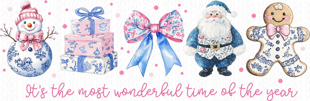 It's the Most Wonderful Time of the Year - Pink and Blue | DTF Ready to Press or Sublimation Transfer