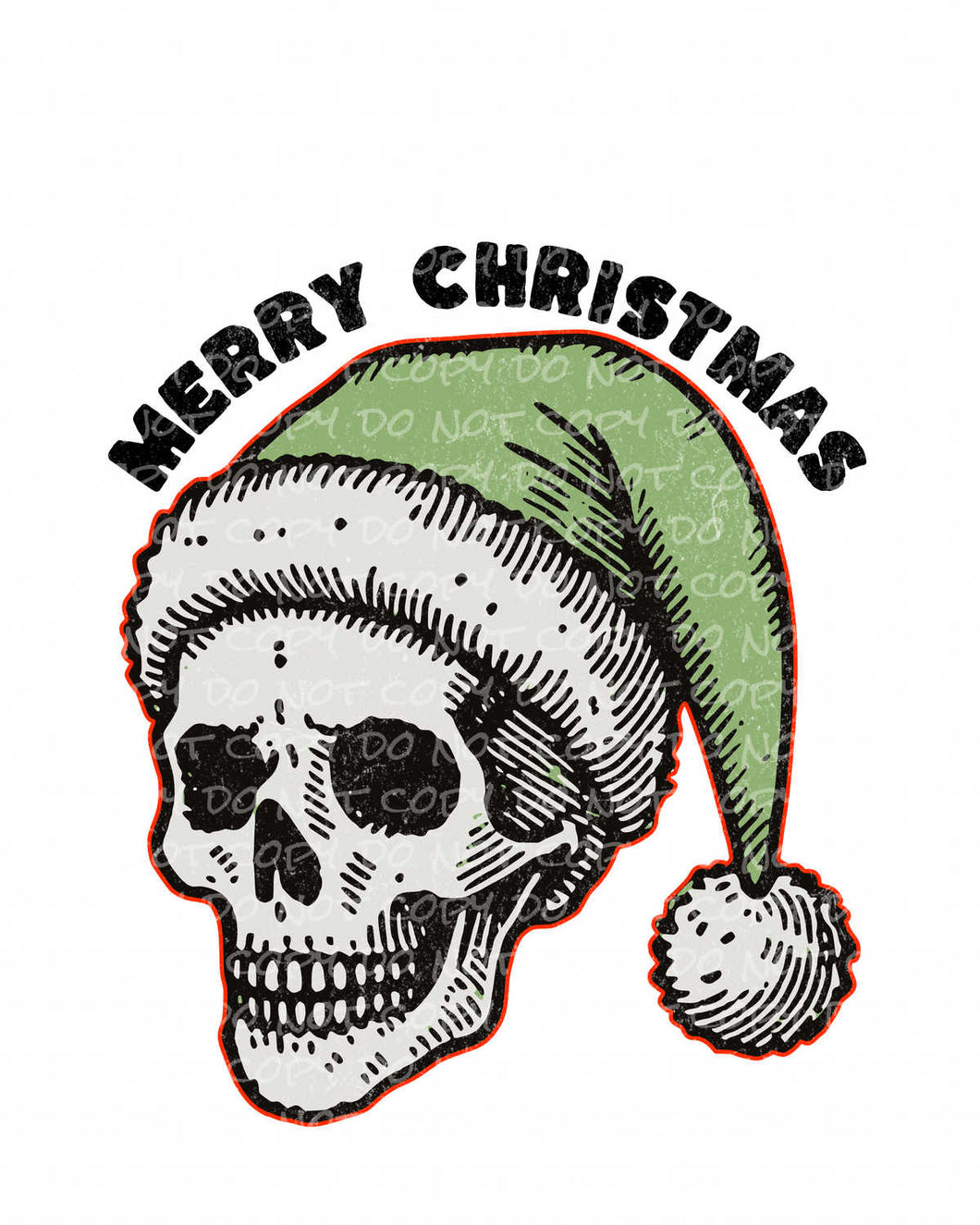 Merry Christmas Skull | DTF Ready to Press or Sublimation Transfer