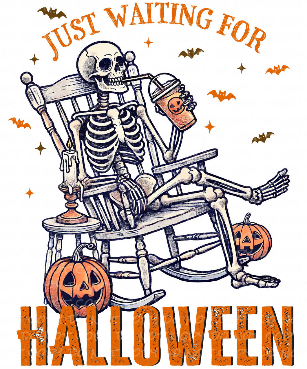 Just Waiting for Halloween | DTF Ready to Press or Sublimation Transfer