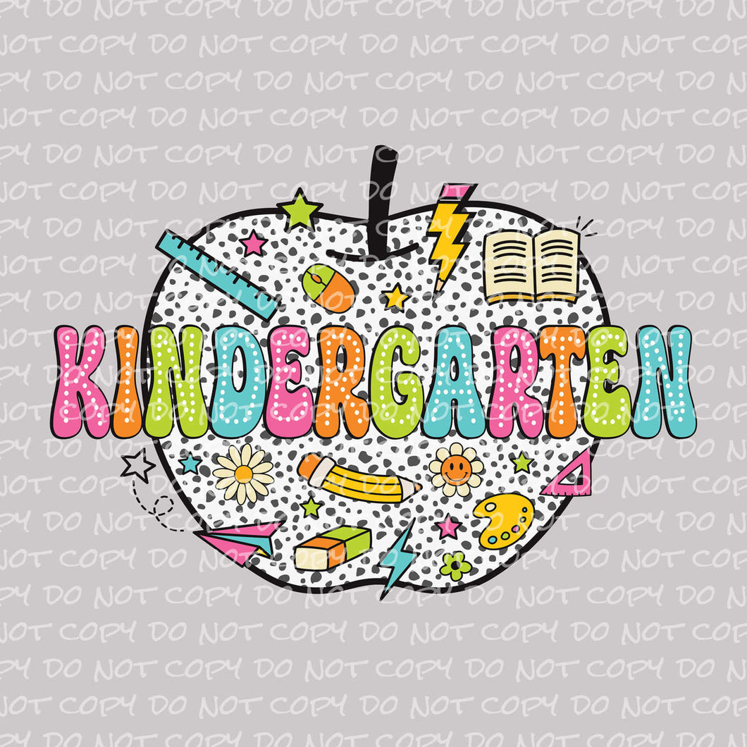 Kindergarten Dalmatian Apple | DTF Ready to Press or Sublimation Transfer