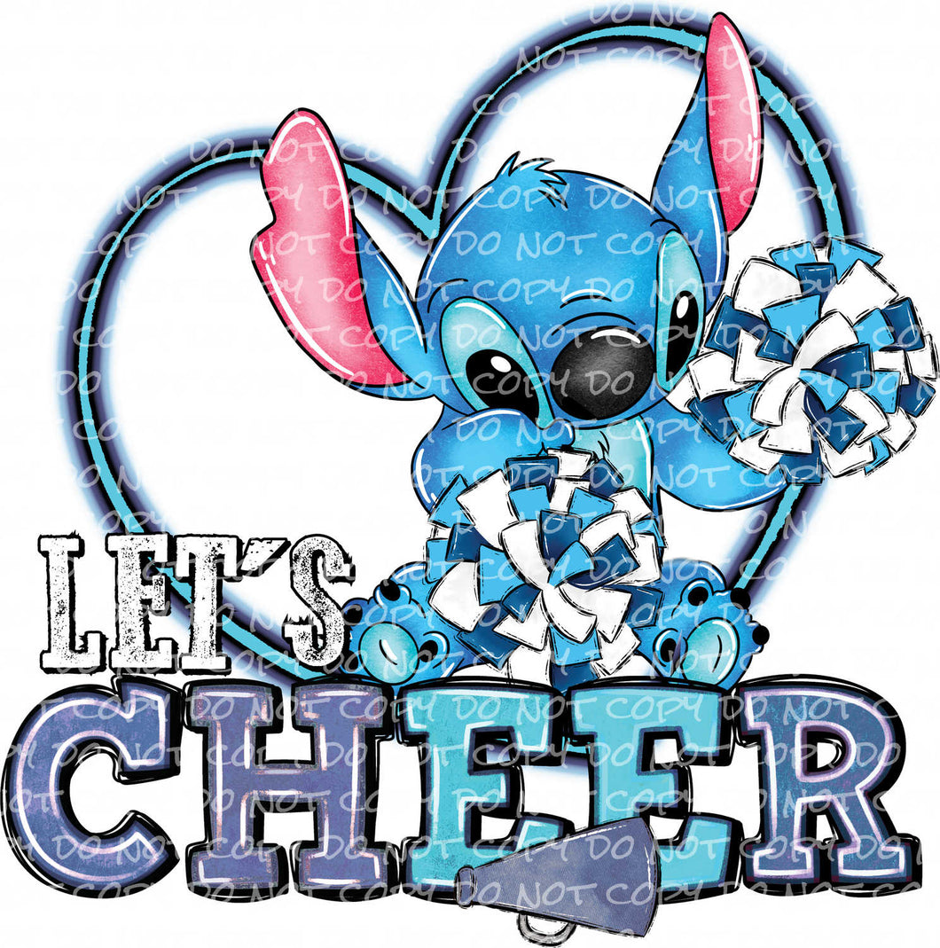 Let's Cheer - Blue Animal | DTF Ready to Press or Sublimation Transfer