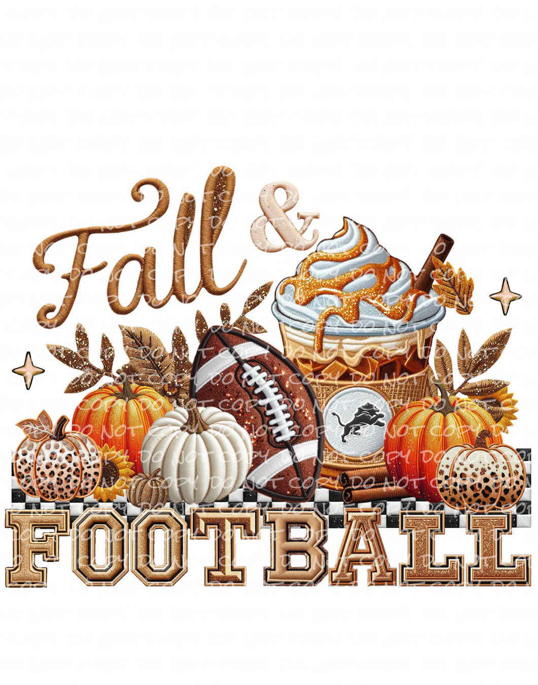 Fall & Football Faux Patch - Lio_ns | DTF Ready to Press or Sublimation Transfer