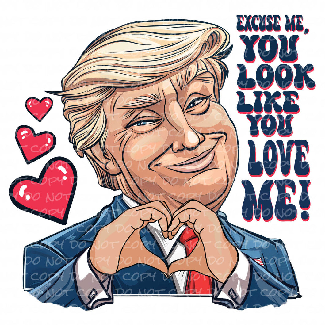 Trump Excuse Me You Look Like You Love Me Presidential Candidate MAGA | DTF Ready to Press or Sublimation Transfer