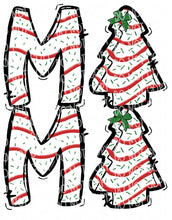 Load image into Gallery viewer, Mama - Christmas Tree Cakes Version with optional pocket/sleeve | DTF Ready to Press or Sublimation Transfer
