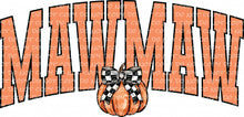 Load image into Gallery viewer, Fall Mawmaw Varsity Letters Pumpkin Coquette Bow Checkered Print | DTF Ready to Press or Sublimation Transfer
