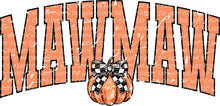 Load image into Gallery viewer, Fall Mawmaw Varsity Letters Pumpkin Coquette Bow Checkered Print | DTF Ready to Press or Sublimation Transfer
