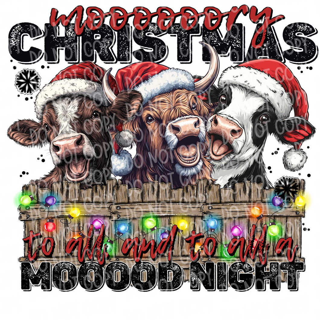 Moo-ry Christmas Cows | DTF Ready to Press or Sublimation Transfer