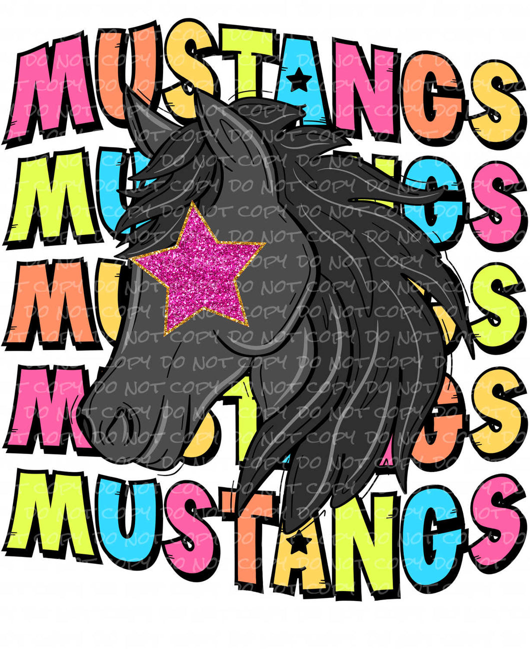 Mustangs Colorful | DTF Ready to Press or Sublimation Transfer