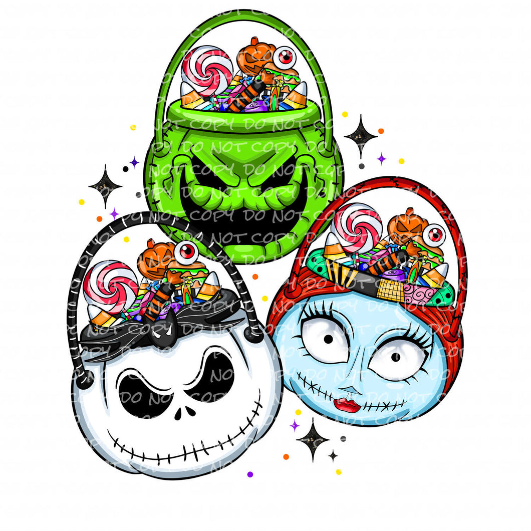 Halloween Buckets - NBC | DTF Ready to Press or Sublimation Transfer