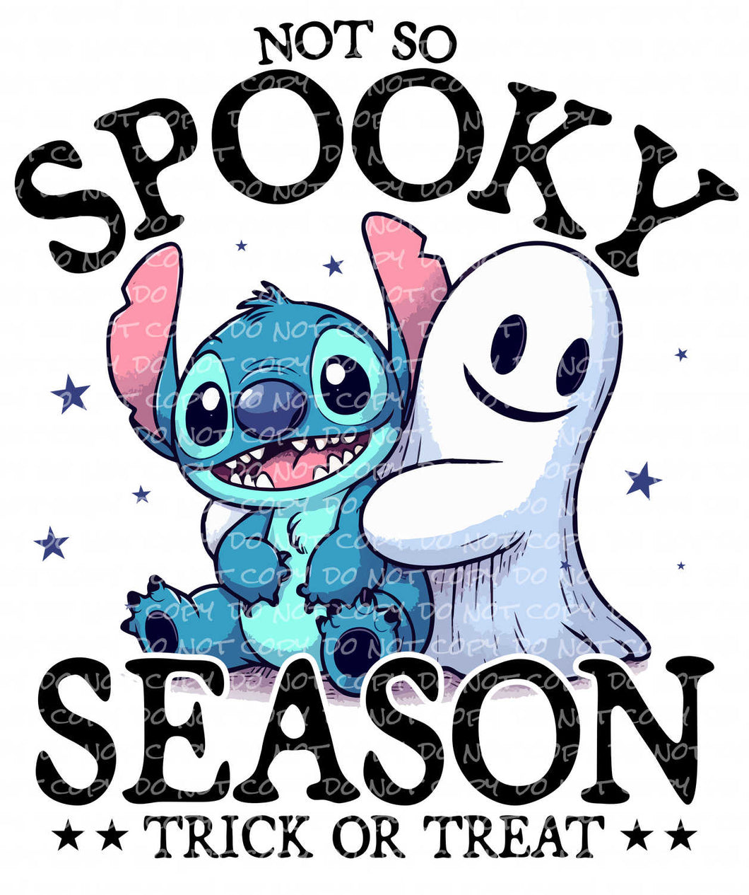 Not so Spooky Season Blue Animal with Ghost | DTF Ready to Press or Sublimation Transfer