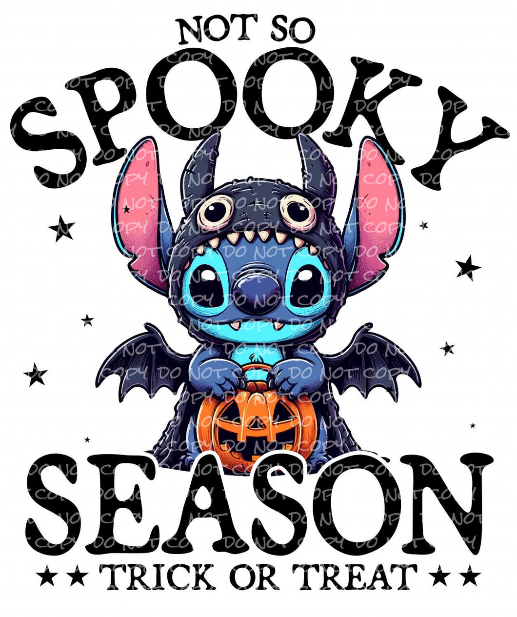 Not so Spooky Season Blue Animal as Bat | DTF Ready to Press or Sublimation Transfer