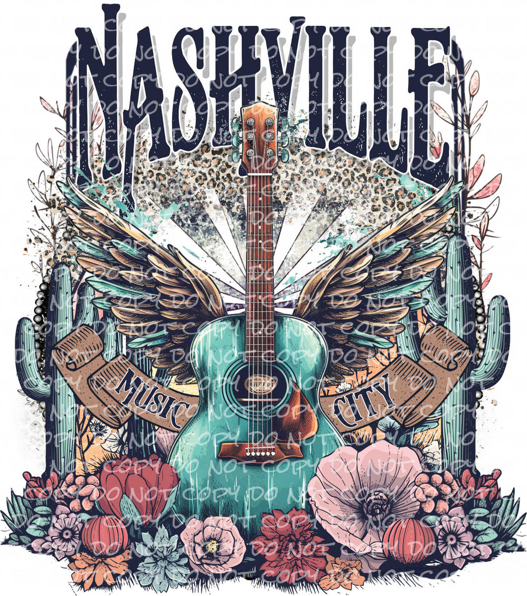 Nashville Music City | DTF Ready to Press or Sublimation Transfer