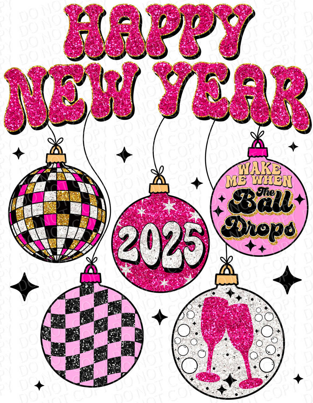 New Year Ornaments 2025 | DTF Ready to Press or Sublimation Transfer