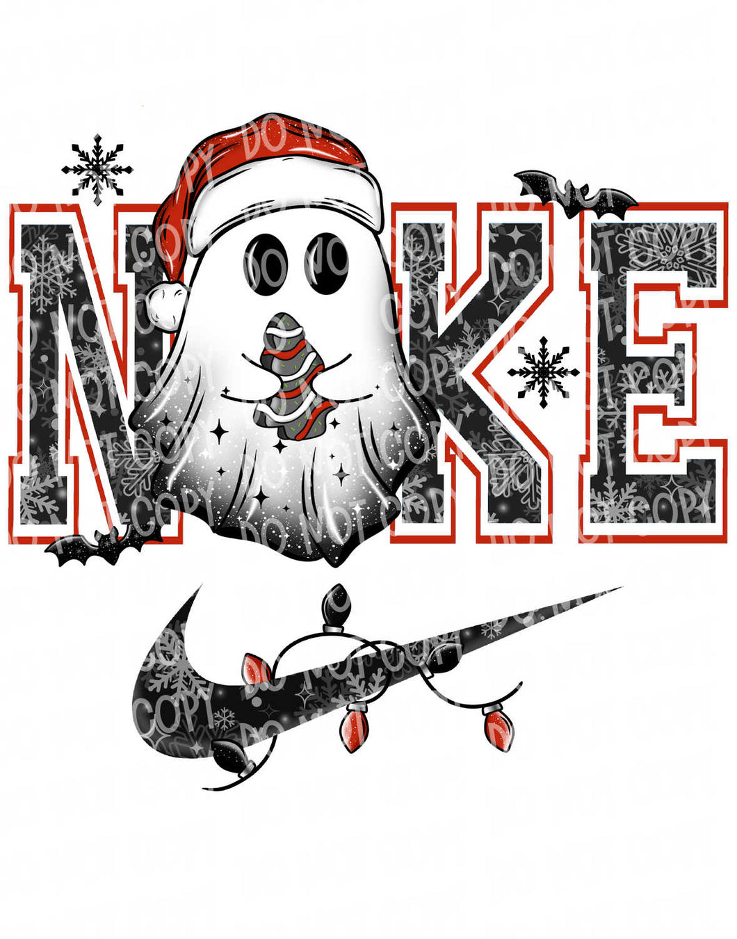 Ghostie Christmas Cake Logo | DTF Ready to Press or Sublimation Transfer