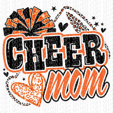 Load image into Gallery viewer, Cheer Mom (Blue/Maroon/Orange) | DTF Ready to Press or Sublimation Transfer
