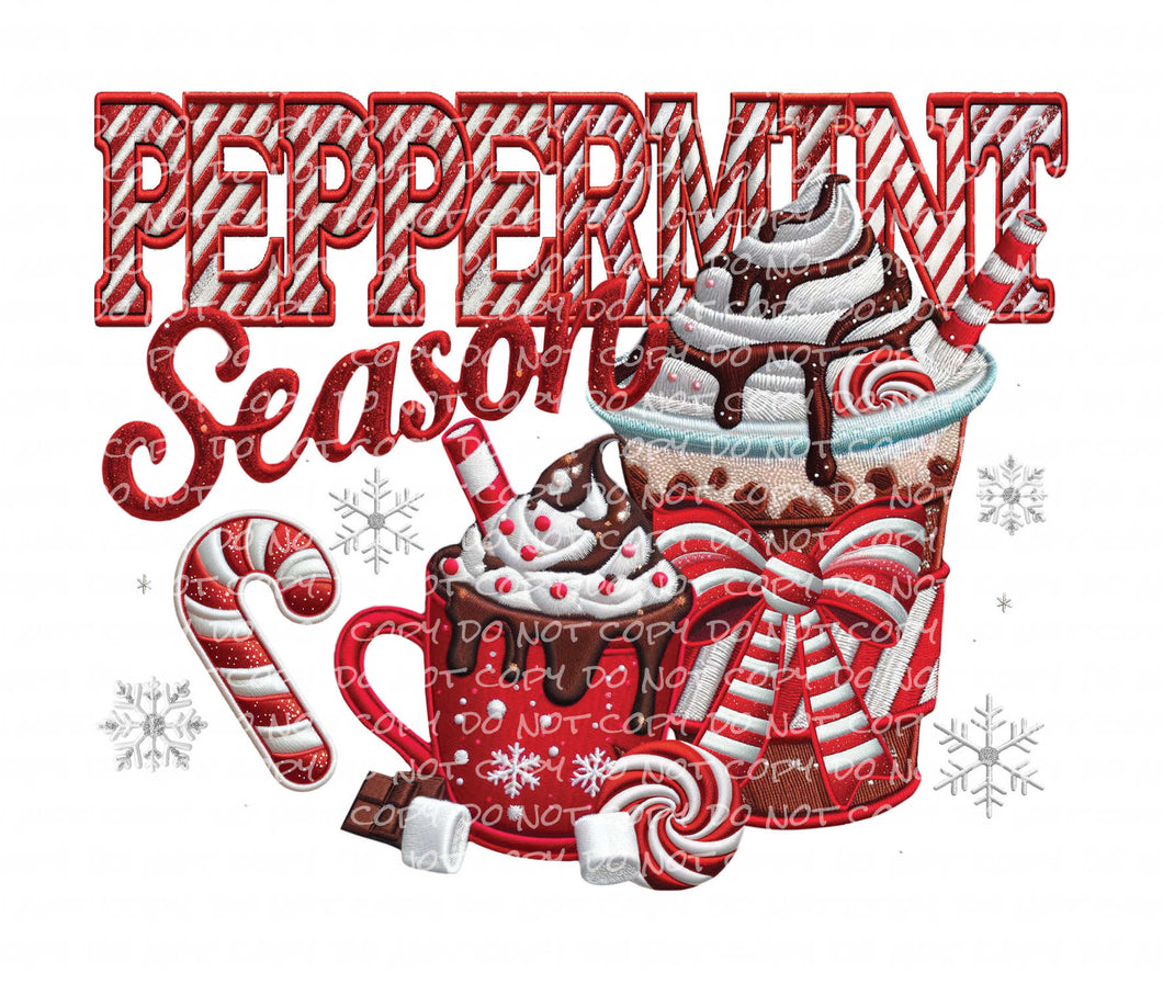 Peppermint (Mocha) Season Faux Patch | DTF Ready to Press or Sublimation Transfer