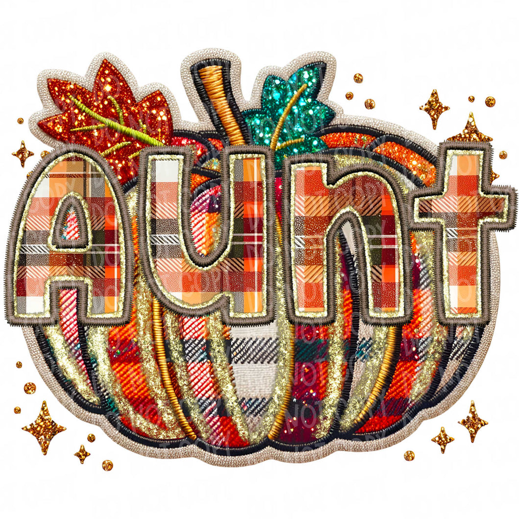 Plaid Pumpkin Aunt | DTF Ready to Press or Sublimation Transfer