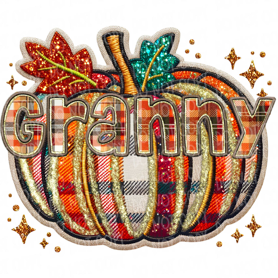 Plaid Pumpkin Granny | DTF Ready to Press or Sublimation Transfer