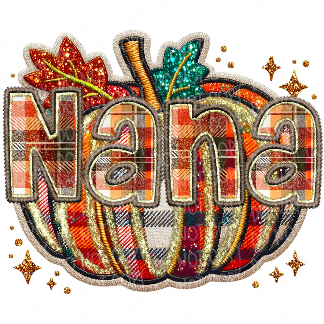 Plaid Pumpkin Nana | DTF Ready to Press or Sublimation Transfer