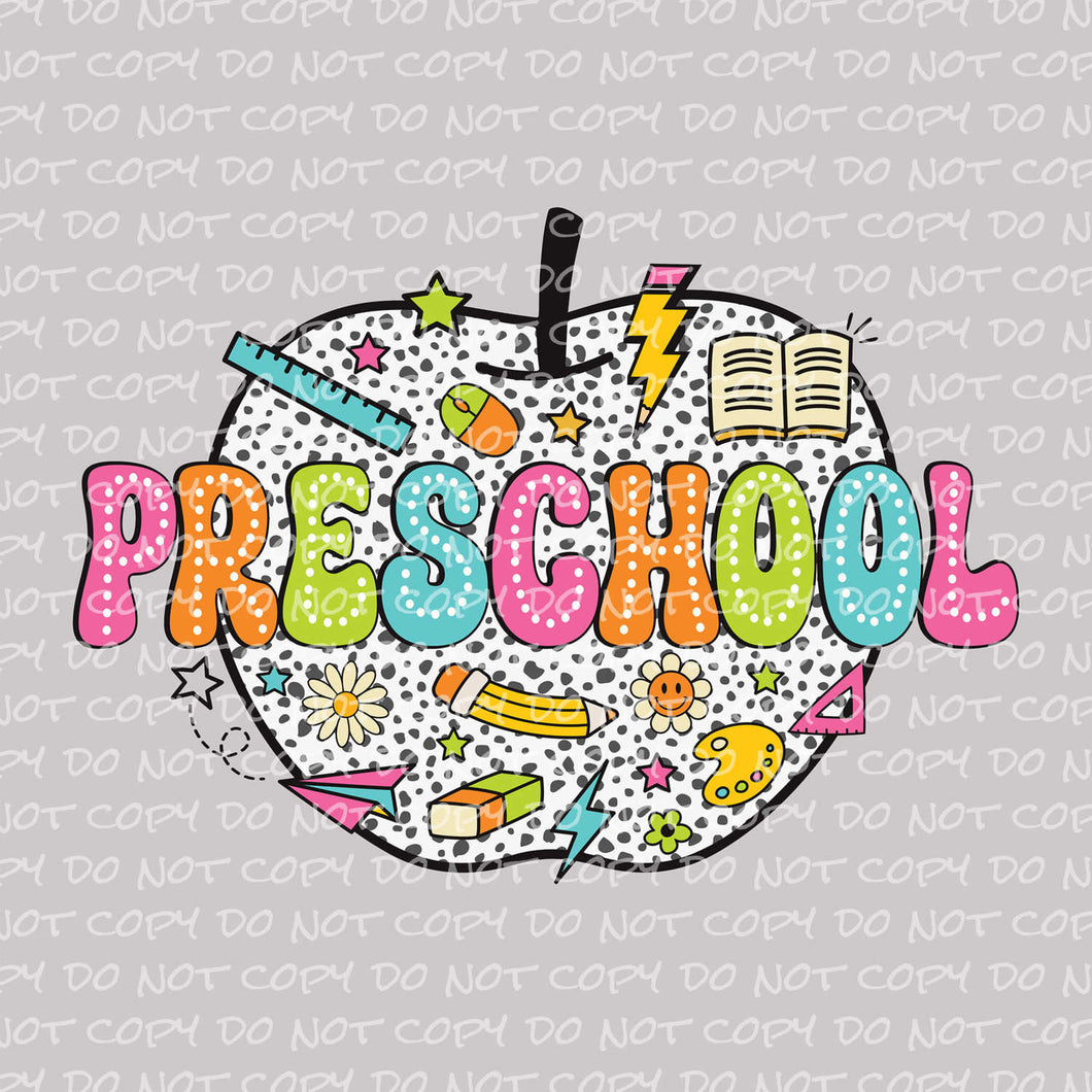 Preschool Dalmatian Apple | DTF Ready to Press or Sublimation Transfer