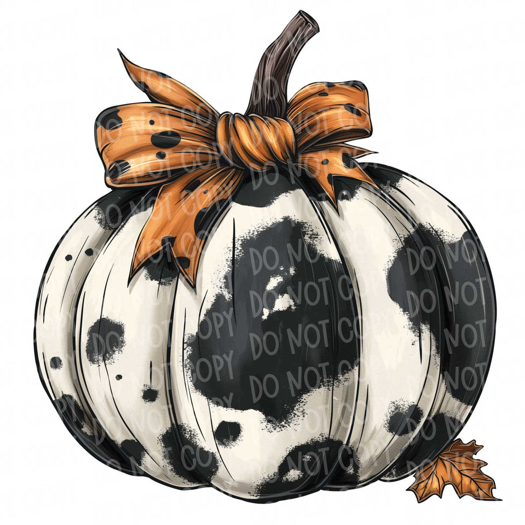 Cow Print Pumpkin | DTF Ready to Press or Sublimation Transfer