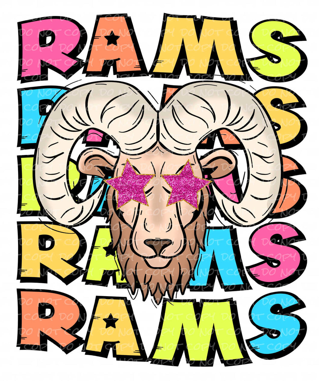 Rams Colorful | DTF Ready to Press or Sublimation Transfer