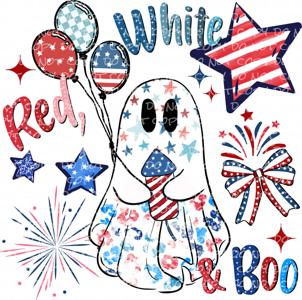 Red White & Boo | DTF Ready to Press or Sublimation Transfer