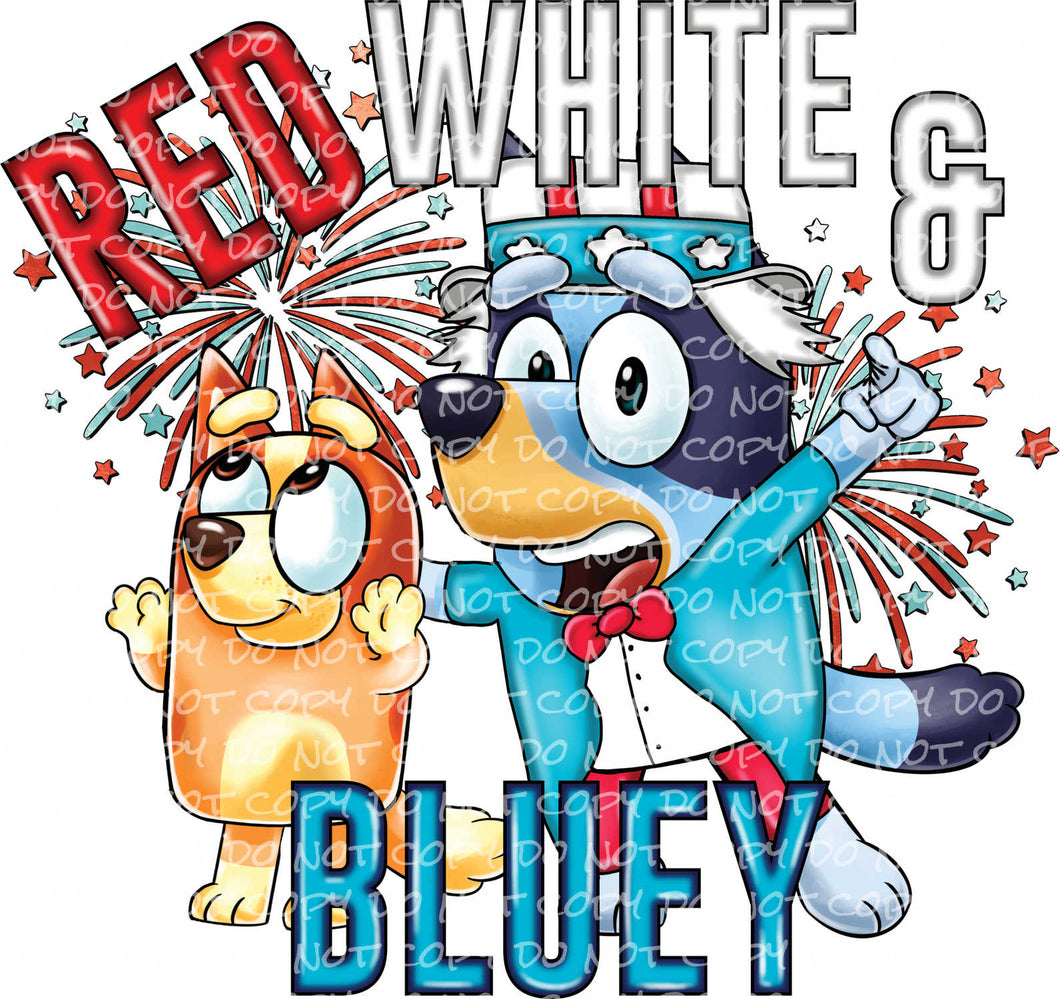 Red White & Blue Dogs | DTF Ready to Press or Sublimation Transfer