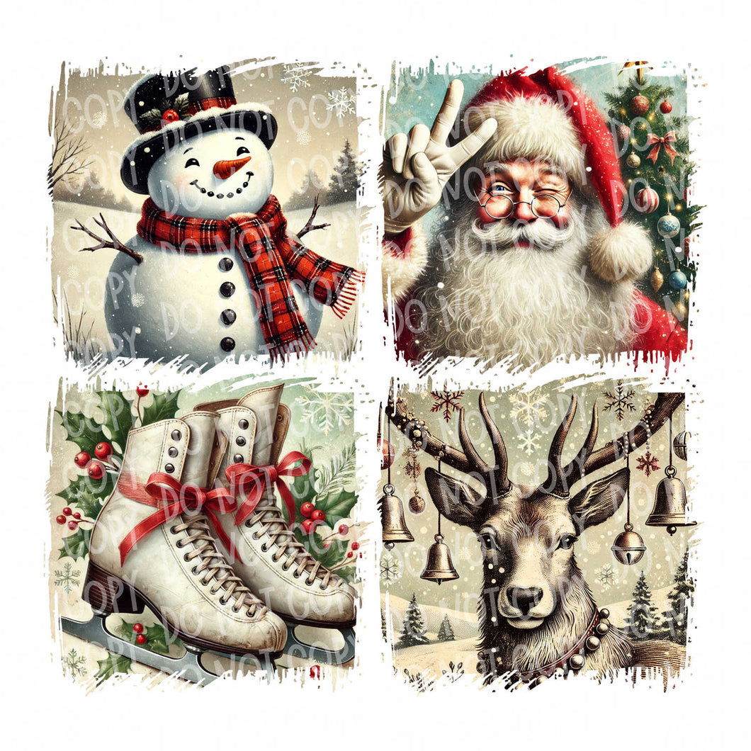 Christmas 4 Square | DTF Ready to Press or Sublimation Transfer