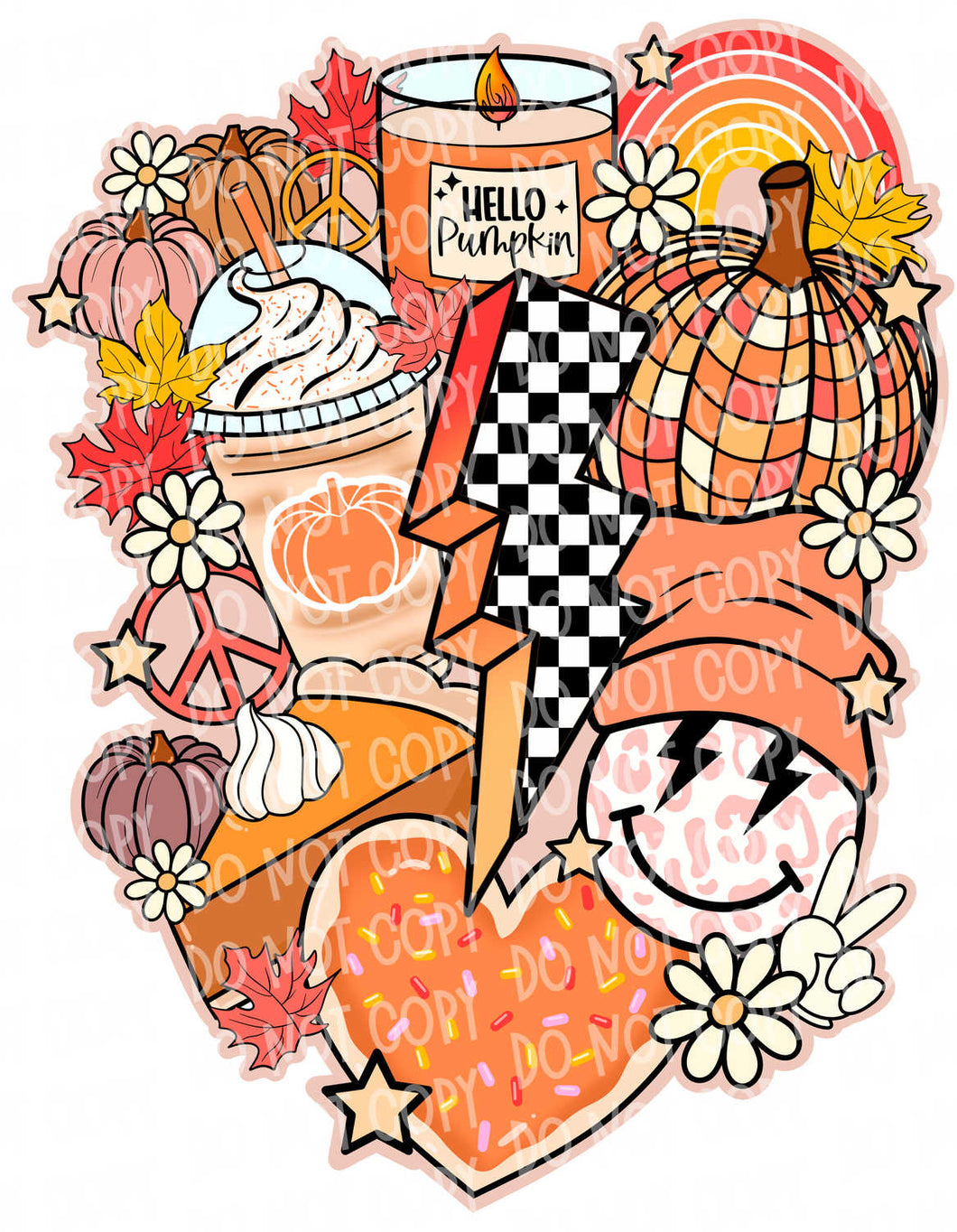 Retro Pumpkin Collage | DTF Ready to Press or Sublimation Transfer