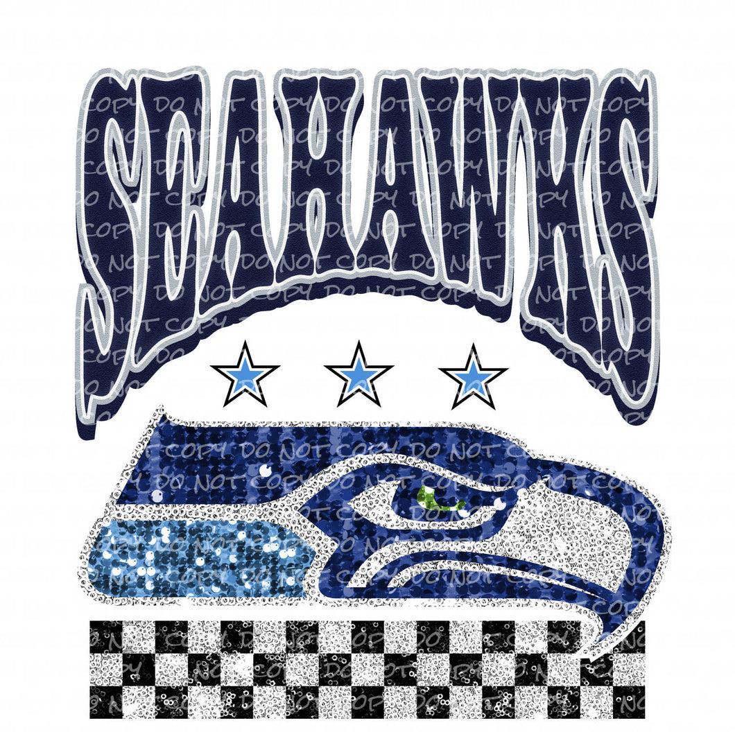 Seattle Football Bling | DTF Ready to Press or Sublimation Transfer