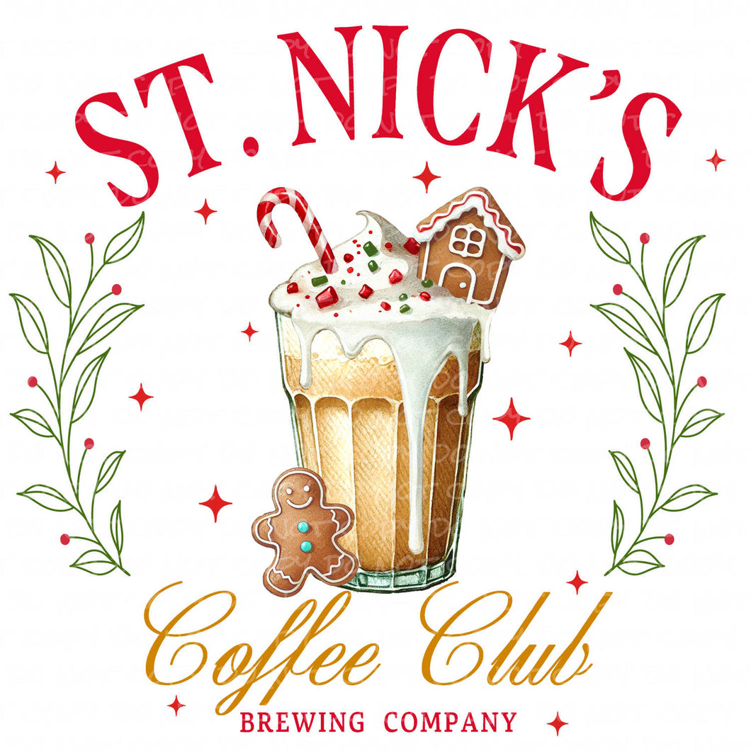 St. Nick's Coffee Club | DTF Ready to Press or Sublimation Transfer