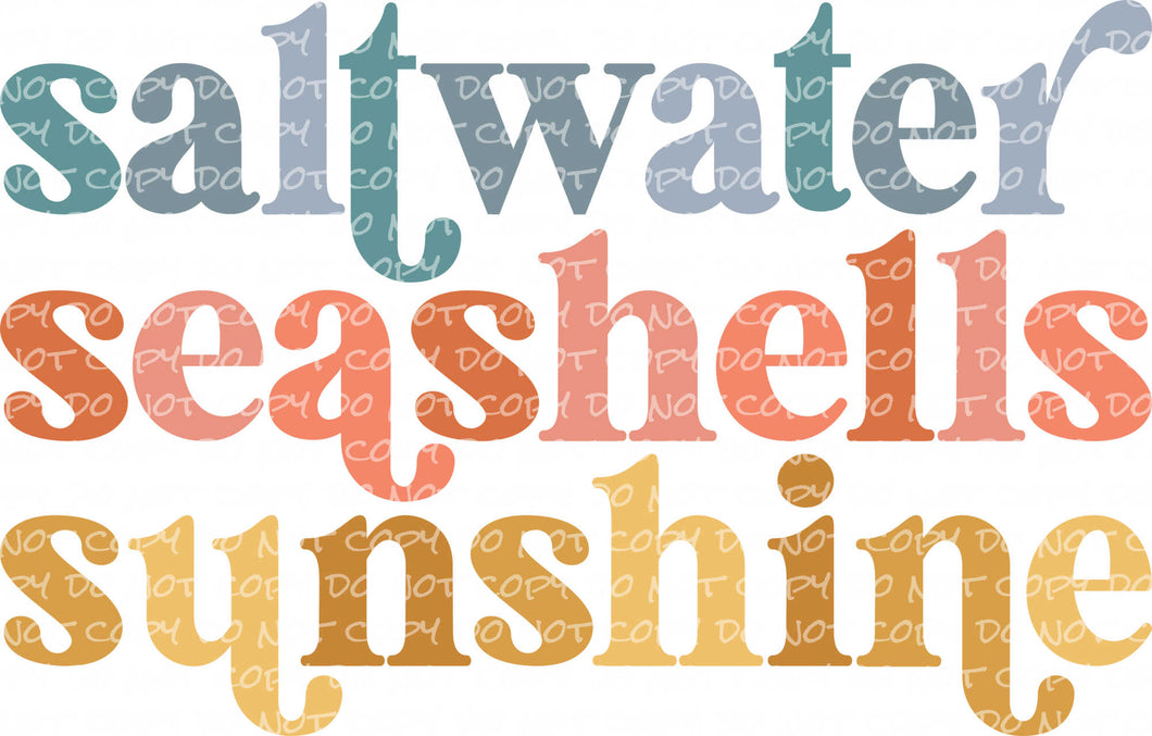 Saltwater Seashells Sunshine | DTF Ready to Press or Sublimation Transfer