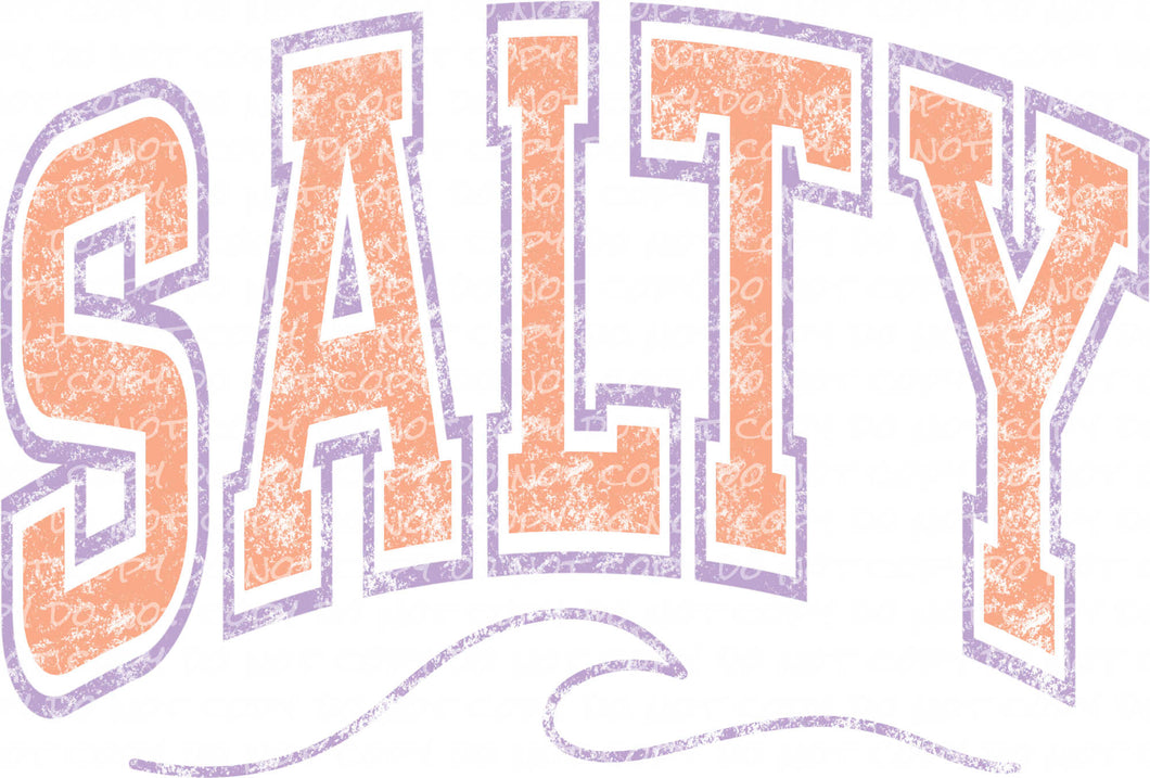 Salty Distressed Varsity Letters - DTF Ready to Press or Sublimation Transfer