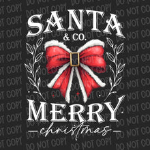 Load image into Gallery viewer, Santa &amp; Co Merry Christmas Bow | DTF Ready to Press or Sublimation Transfer
