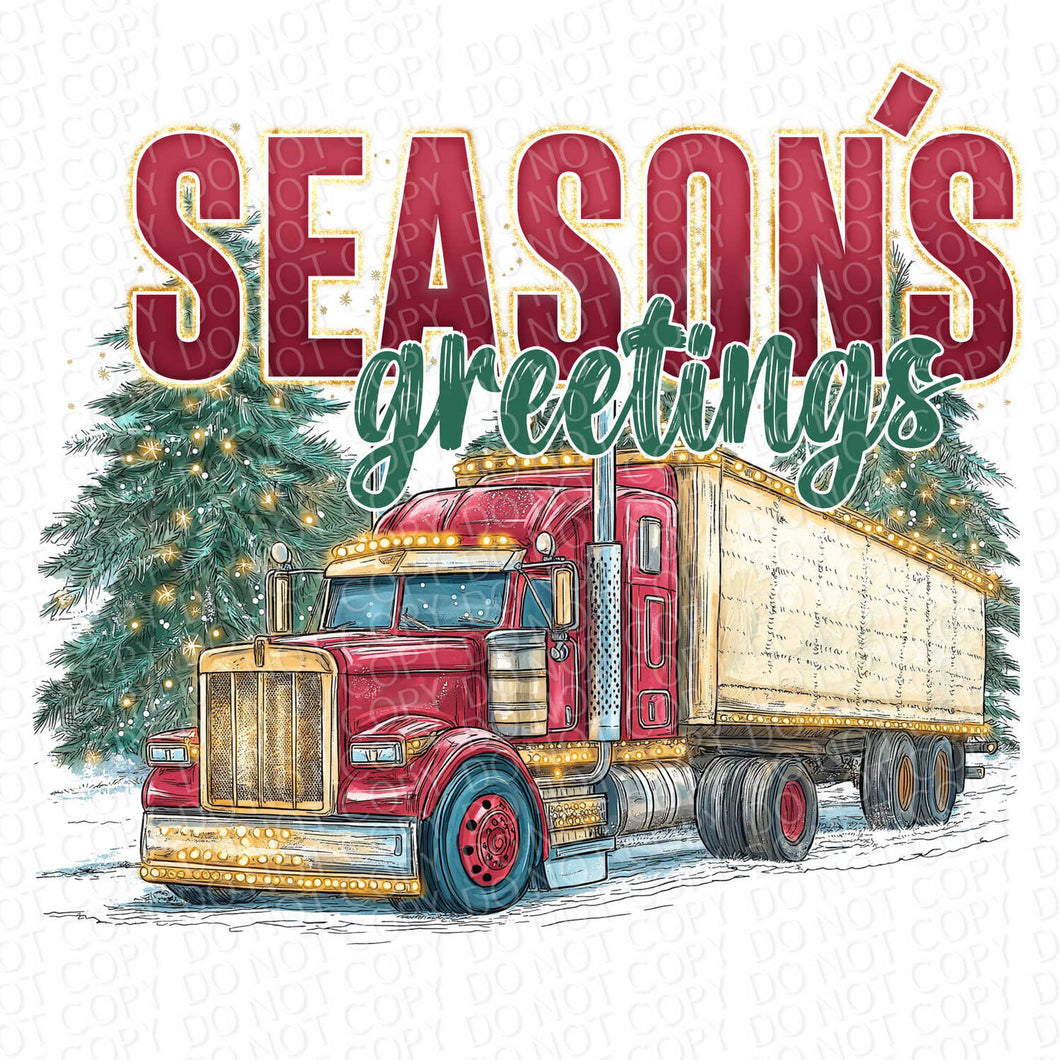 Season's Greetings - Truck Driver | DTF Ready to Press or Sublimation Transfer