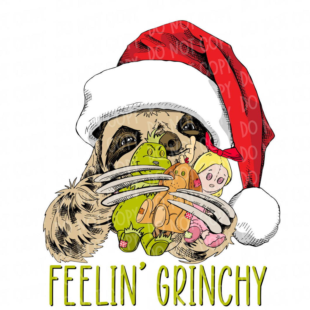 Feelin' Grinchy Sloth | DTF Ready to Press or Sublimation Transfer